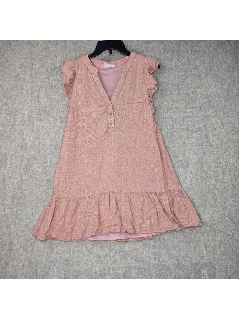 New In Womens Ruffled Hemline Dress S Pink Rayon & Polyester Blend